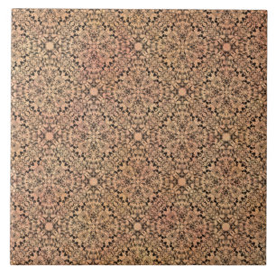 Pink, Peach, Grey, and Black Knit Pattern Ceramic Tile