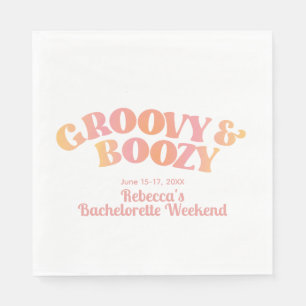 Pink Peach Groovy and Boozy Custom Napkins