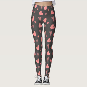Pink Peach Hearts  Leggings