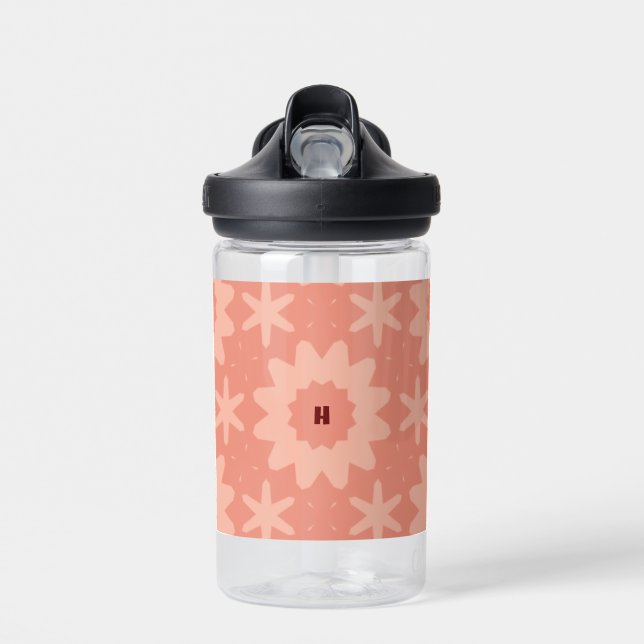 pink peach monogram water bottle (Front)