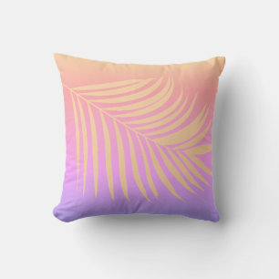 Pink Peach Orange Palm Leaf Art Tropical Gift 2025 Cushion