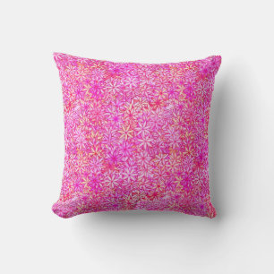 pink, peach, orchid and coral flowers cushion