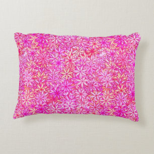 pink, peach, orchid and coral flowers decorative cushion