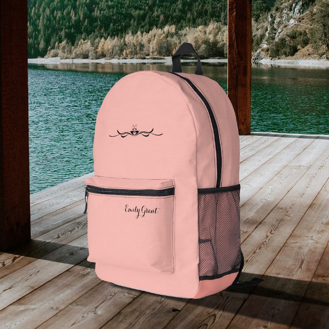 Pink Peach Personalised With Name Printed Backpack (Creator Uploaded)
