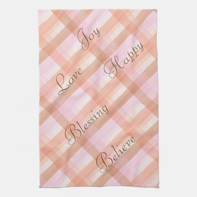 Pink & Peach Plaid Towel (Vertical)