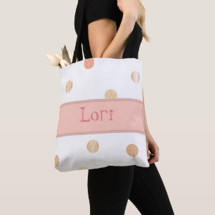 Pink & Peach Polka Dot Tote Bag