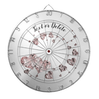 Pink Peach Shiny Hearts Geometric Elegant Rustic Dartboard