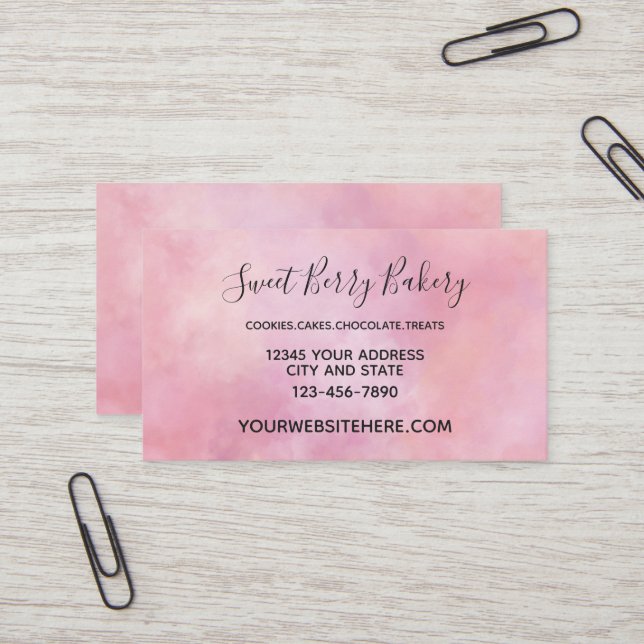 Pink Peach Tie Dye Business Card (Front/Back In Situ)