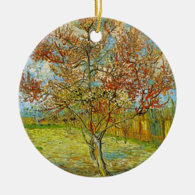 Pink Peach Tree in Blossom by Vincent van Gogh Ceramic Ornament (Front)