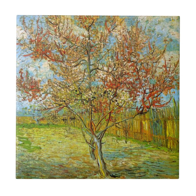 Pink Peach Tree in Blossom by Vincent van Gogh Ceramic Tile (Front)