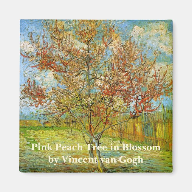 Pink Peach Tree in Blossom by Vincent van Gogh Magnet (Front)