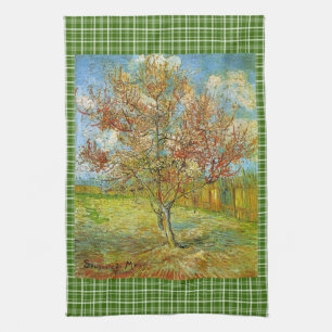 Pink Peach Tree in Blossom Reminiscence of Mauve Tea Towel
