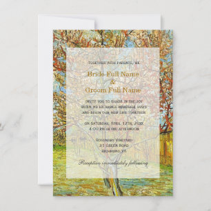 Pink Peach Tree in Blossom wedding Invitations