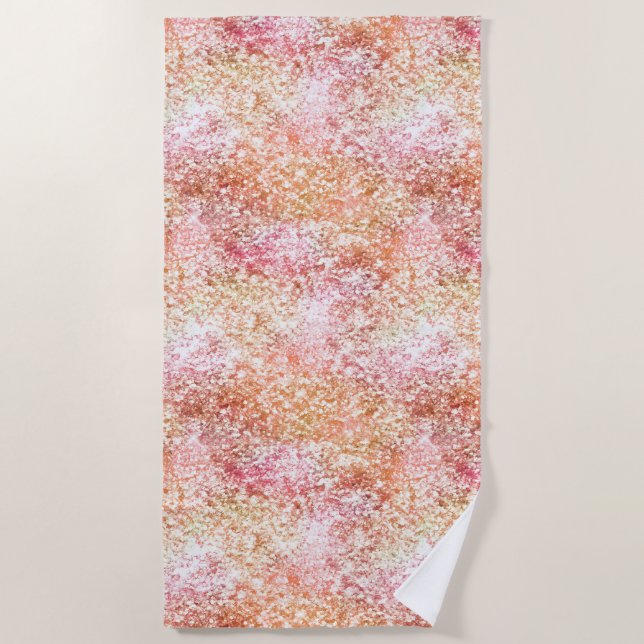 Pink Peach Unicorn Glitter Beach Towel (Front)