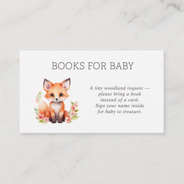 Pink Peach Woodland Fox Books for Baby Enclosure Card (Front)