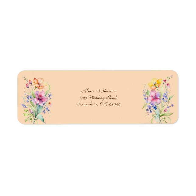 Pink Peach Yellow Blooms Return Address Label (Front)