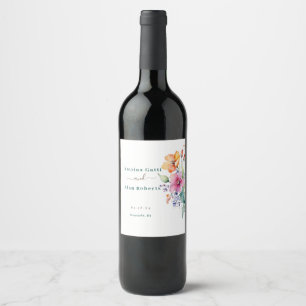 Pink Peach Yellow Blooms Wine Label