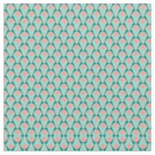 Pink Peach Yukka And Green Art Deco Pattern Fabric
