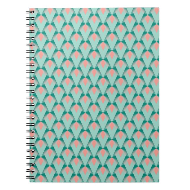 Pink Peach Yukka And Green Art Deco Pattern Notebook (Front)