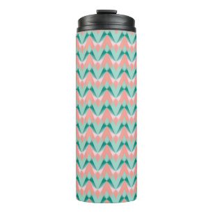 Pink Peach Yukka And Green ZigZag Pattern Thermal Tumbler