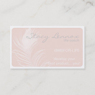 Pink Peacock Feather Business Card