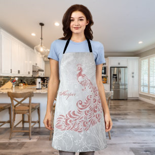 Pink Peacock Personalise Print Apron