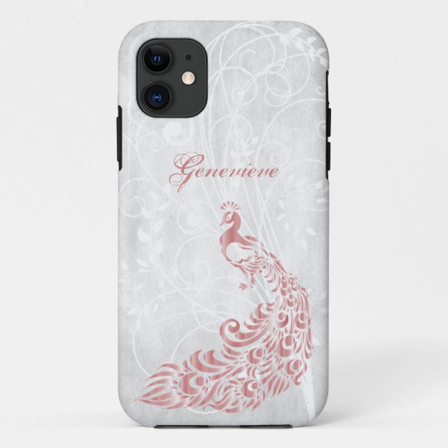 Pink Peacock Personalised Case-Mate iPhone Case (Back)