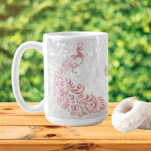 Pink Peacock Personalised Coffee Mug