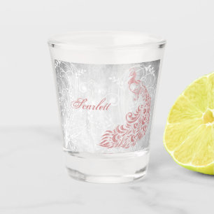 Pink Peacock Personalised Shot Glass