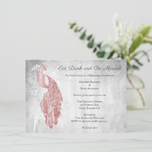 Pink Peacock Rehearsal Dinner Invitation