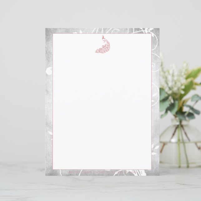 Pink Peacock Stationery (Standing Front)