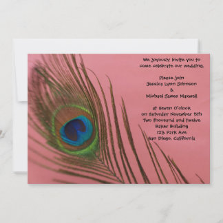 Pink Peacock Wedding Invitation