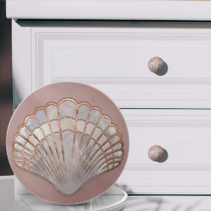 Pink Pearl and Rose Gold Shell Ceramic Knob