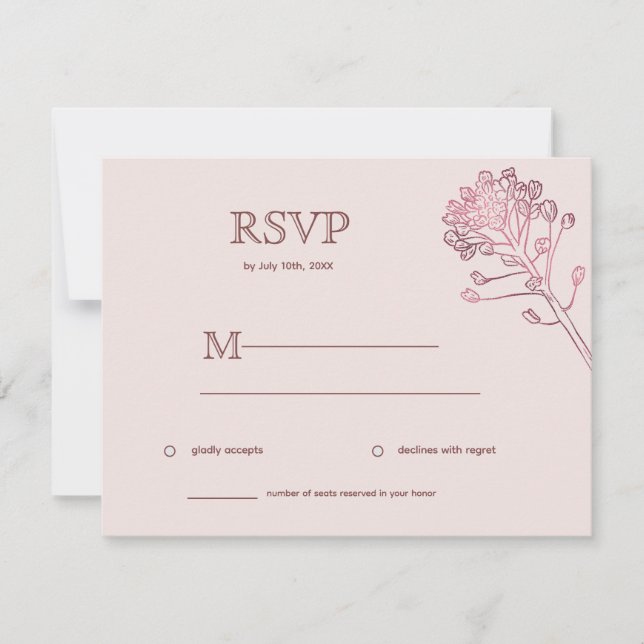 Pink Pearl Botanical Horizontal RSVP Card (Front)