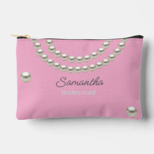Pink Pearl Necklace Accessory Pouch