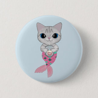 Pink Pearl Purrmaid 6 Cm Round Badge