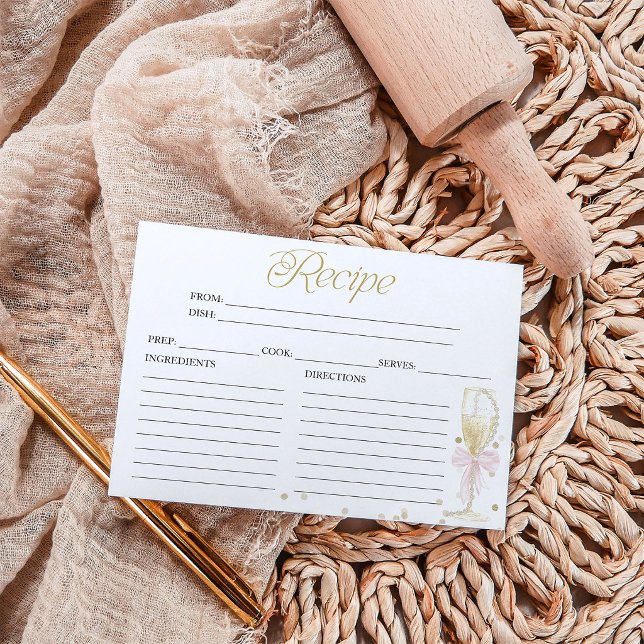 Pink Pearls And Prosecco Bridal Shower Recipe Card (Creator Uploaded)