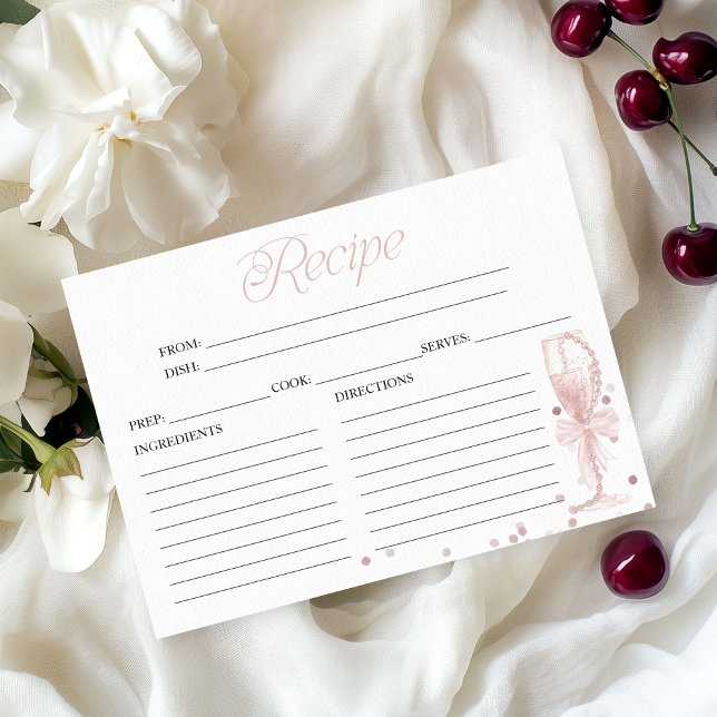 Pink Pearls And Prosecco Bridal Shower Recipe Card (Creator Uploaded)