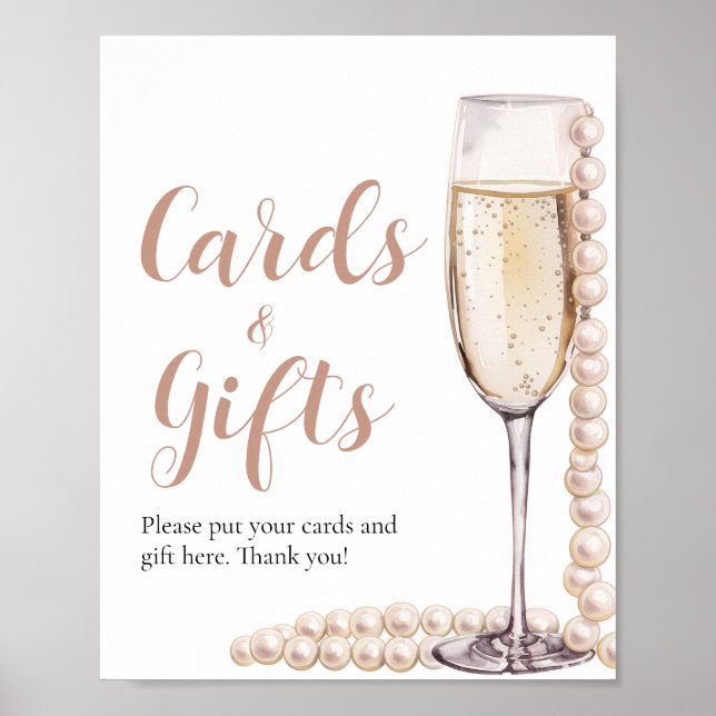 Pink Pearls and Prosecco Champagne Cards And Gifts Poster (Front)