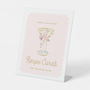 Pink Pearls and Prosecco Recipe Card Sign