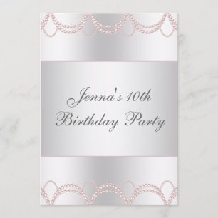 Pink Pearls Birthday Party Invitation