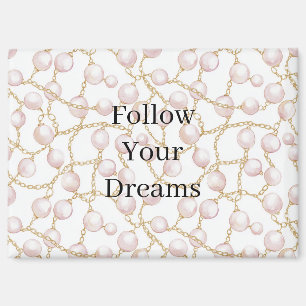 Pink Pearls Gold Chain Birthday Magnet