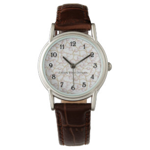 Pink Pearls Gold Chain   Watch