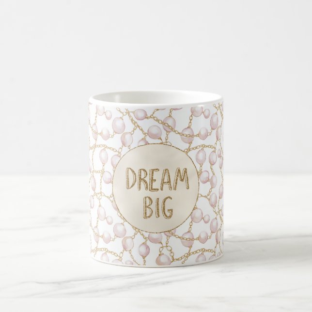 Pink Pearls Gold Glitter Dream Coffee Mug (Center)
