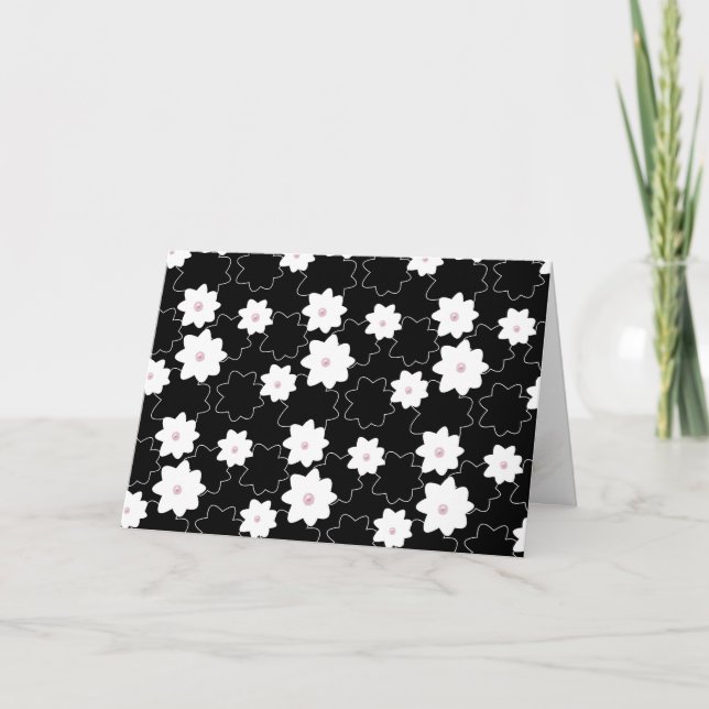 Pink pearls in flower birthday card (Front)