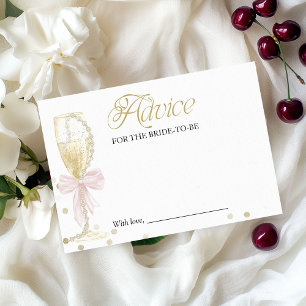 Pink Pearls & Prosecco Bridal Shower Advice Card