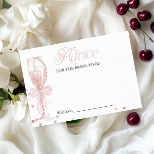Pink Pearls & Prosecco Bridal Shower Advice Card