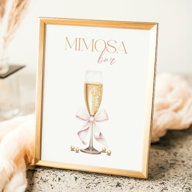 Pink Pearls & Prosecco Bridal Shower Mimosa Bar Poster (Creator Uploaded)