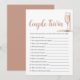 Pink Pearls & Prosecco Couple Trivia Bridal Game Invitation