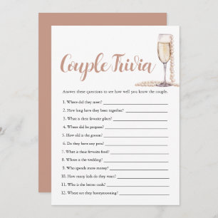 Pink Pearls & Prosecco Couple Trivia Bridal Game  Invitation